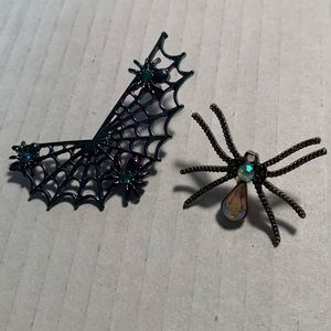 Spider and web earrings